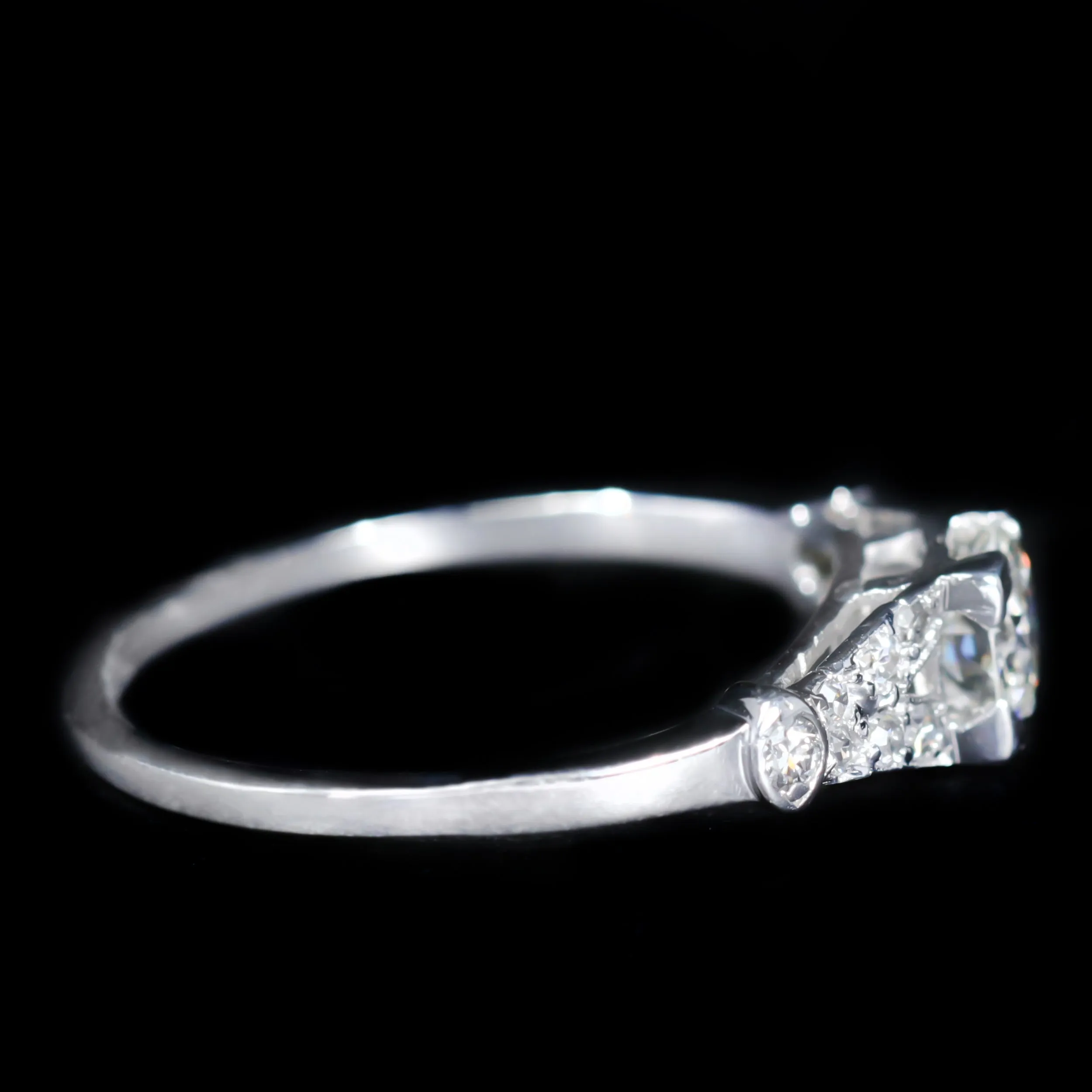 Art Deco Platinum 0.42 Carat Diamond Engagement Ring