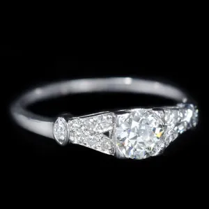 Art Deco Platinum 0.42 Carat Diamond Engagement Ring
