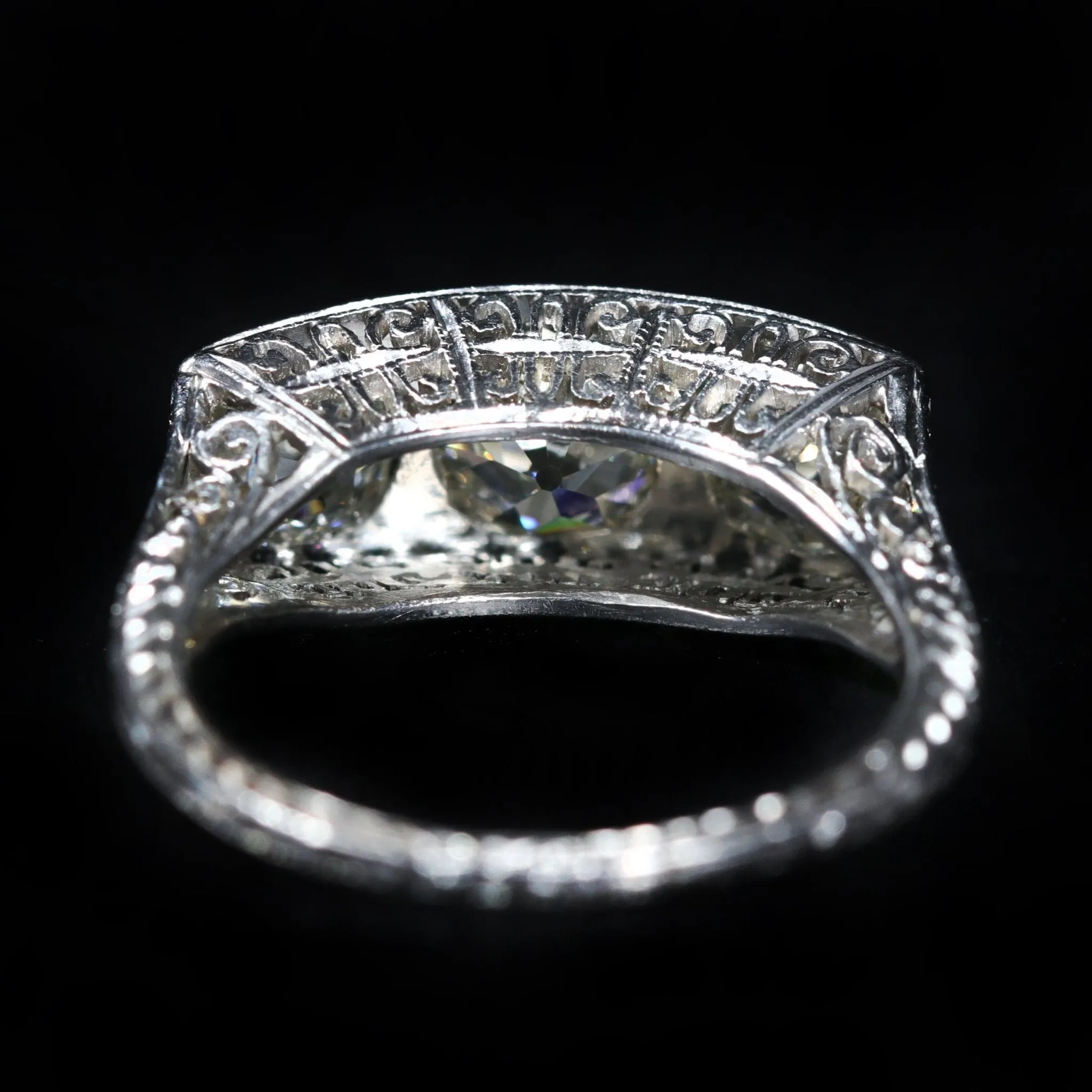 Art Deco Platinum 1.80 CTW Old Mine Cut Diamond Ring