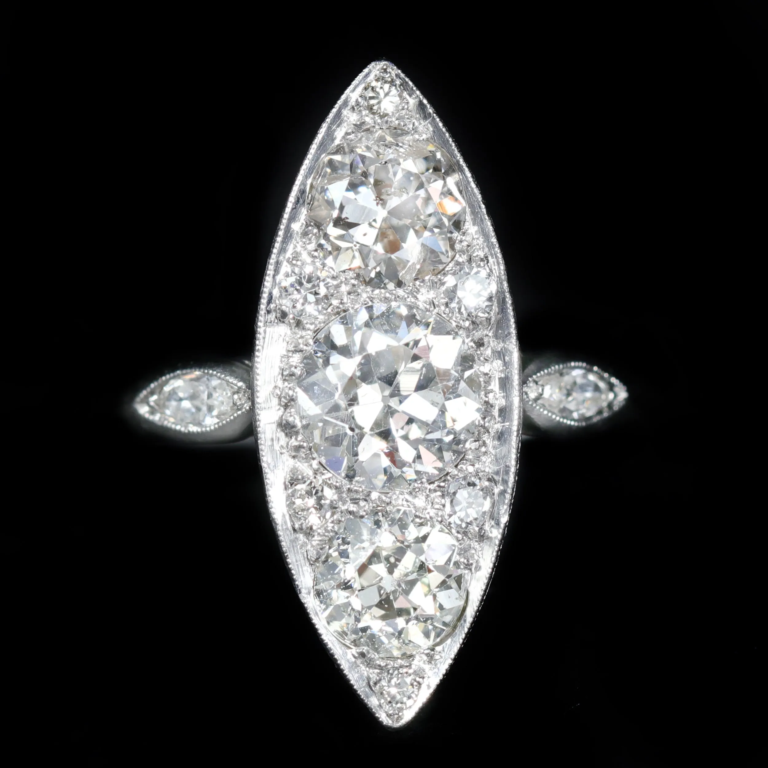 Art Deco Platinum 2.10 CTW Diamond Navette Ring