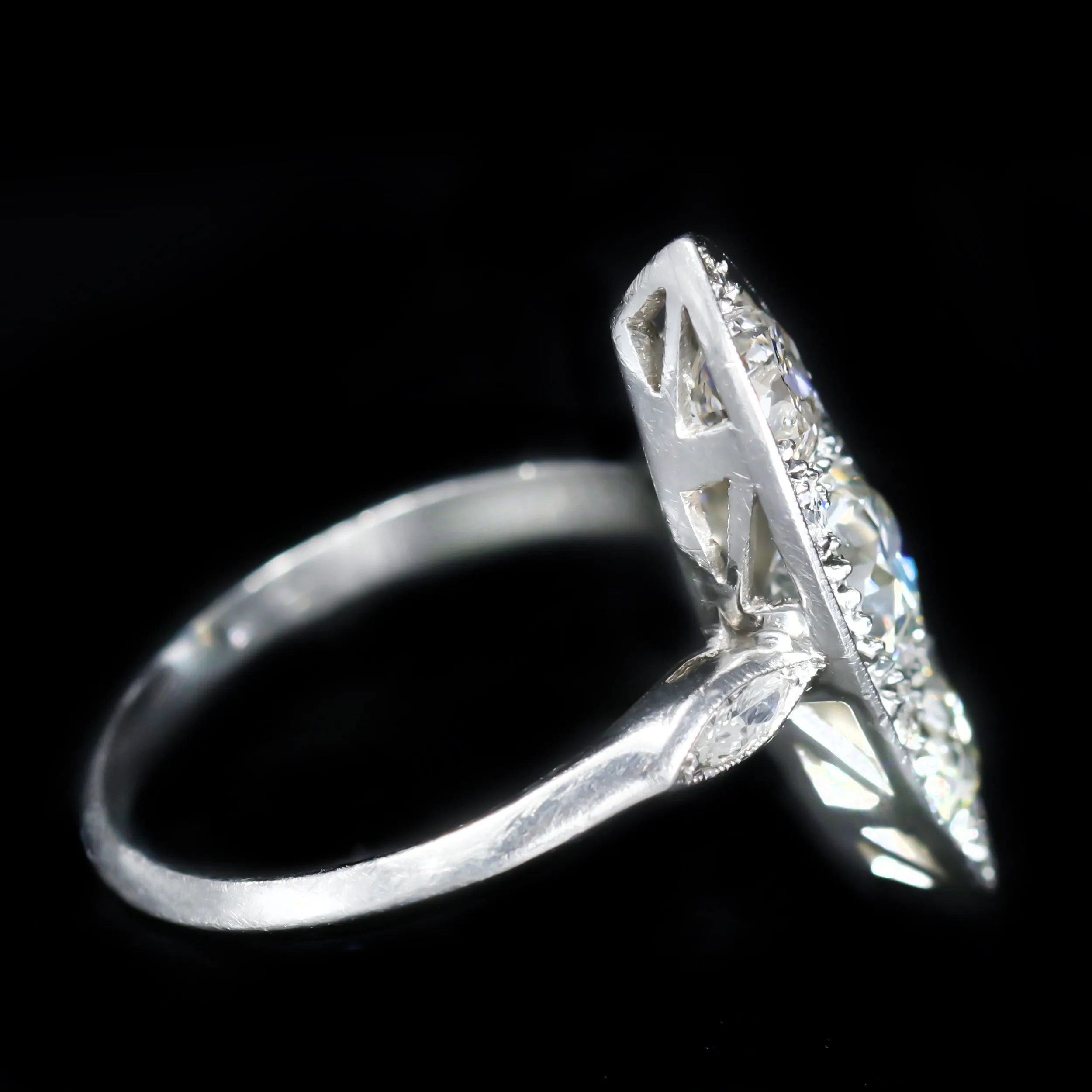 Art Deco Platinum 2.10 CTW Diamond Navette Ring