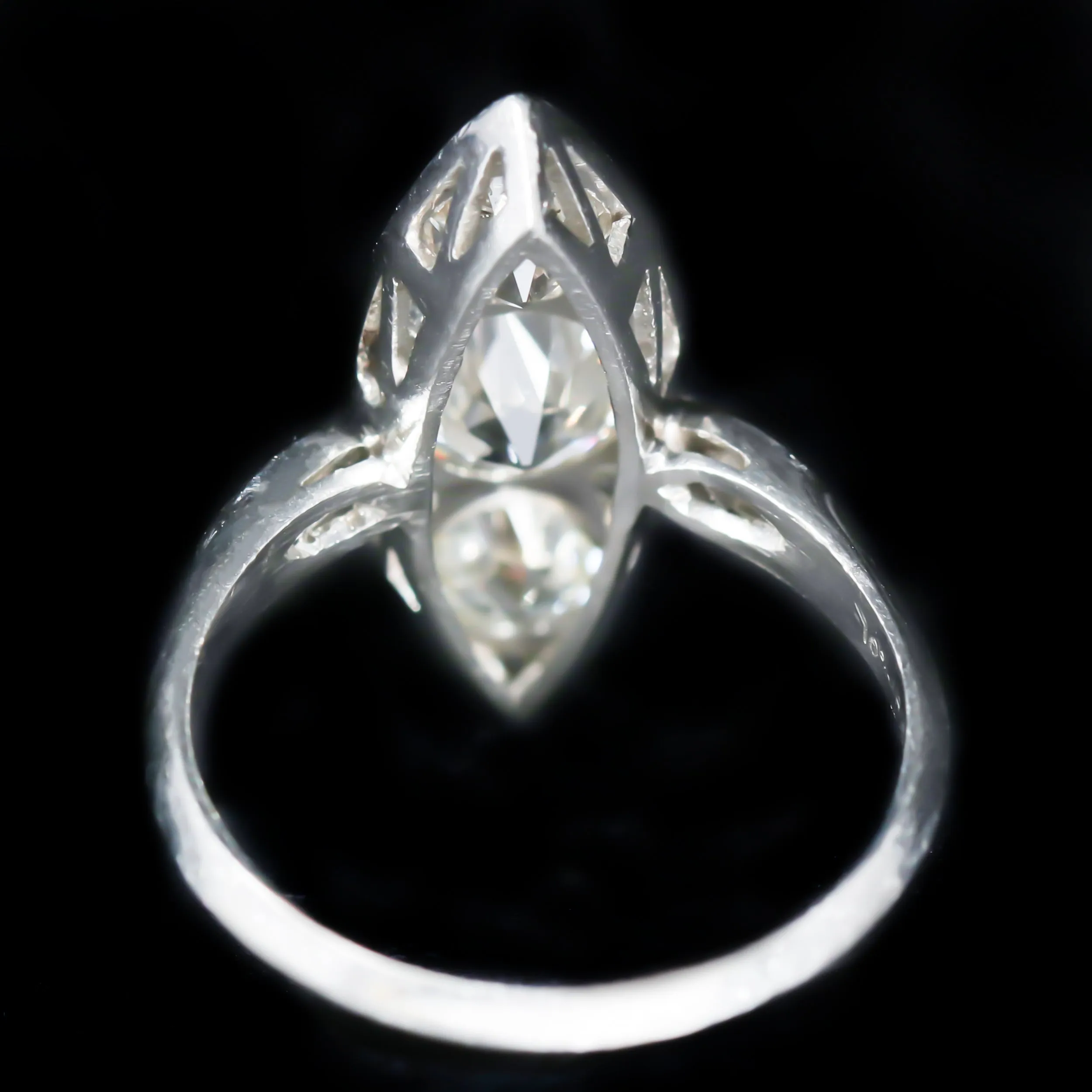 Art Deco Platinum 2.10 CTW Diamond Navette Ring