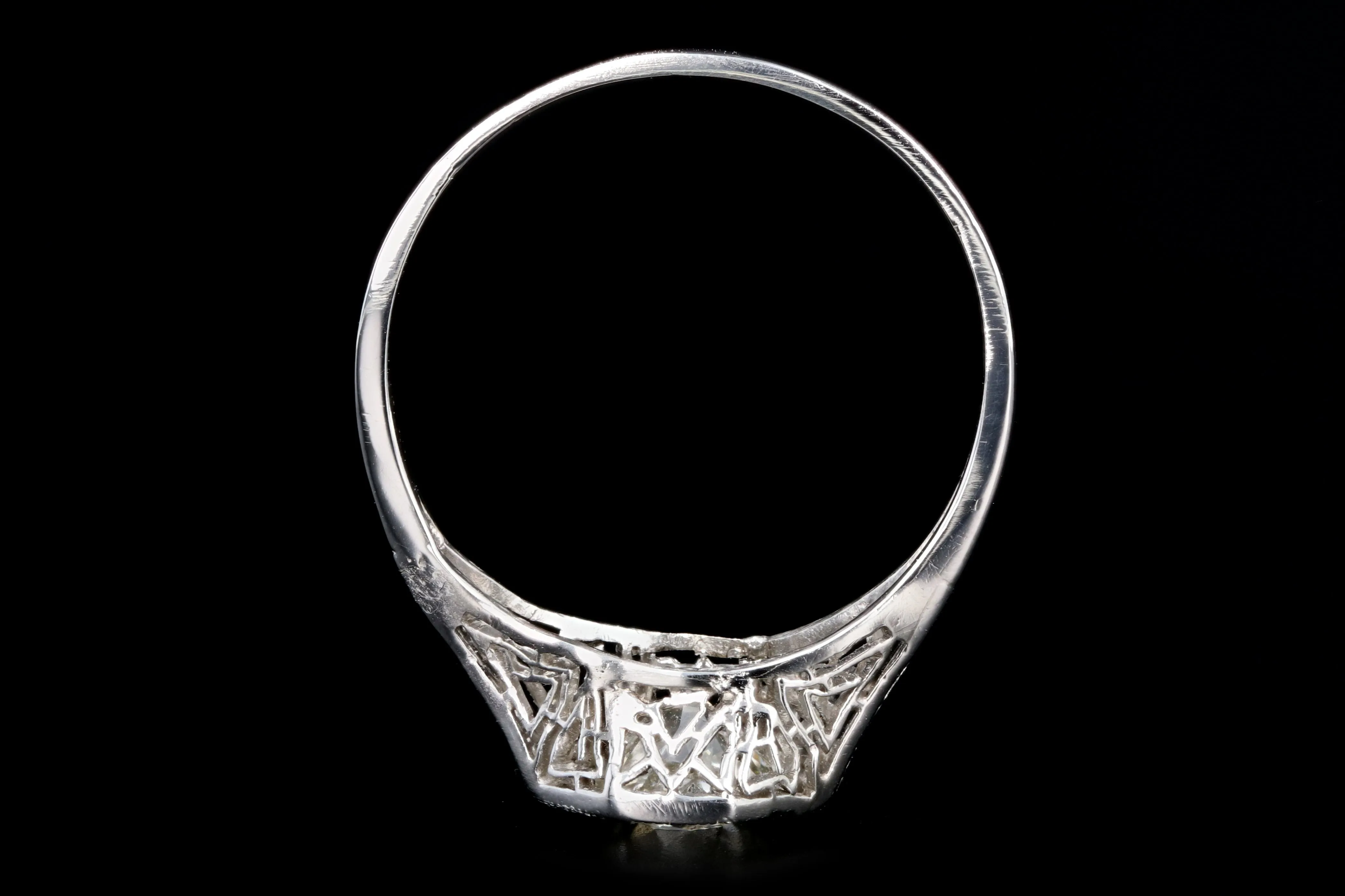 Art Deco Platinum .85 Carat Old European Cut Diamond Engagement Ring