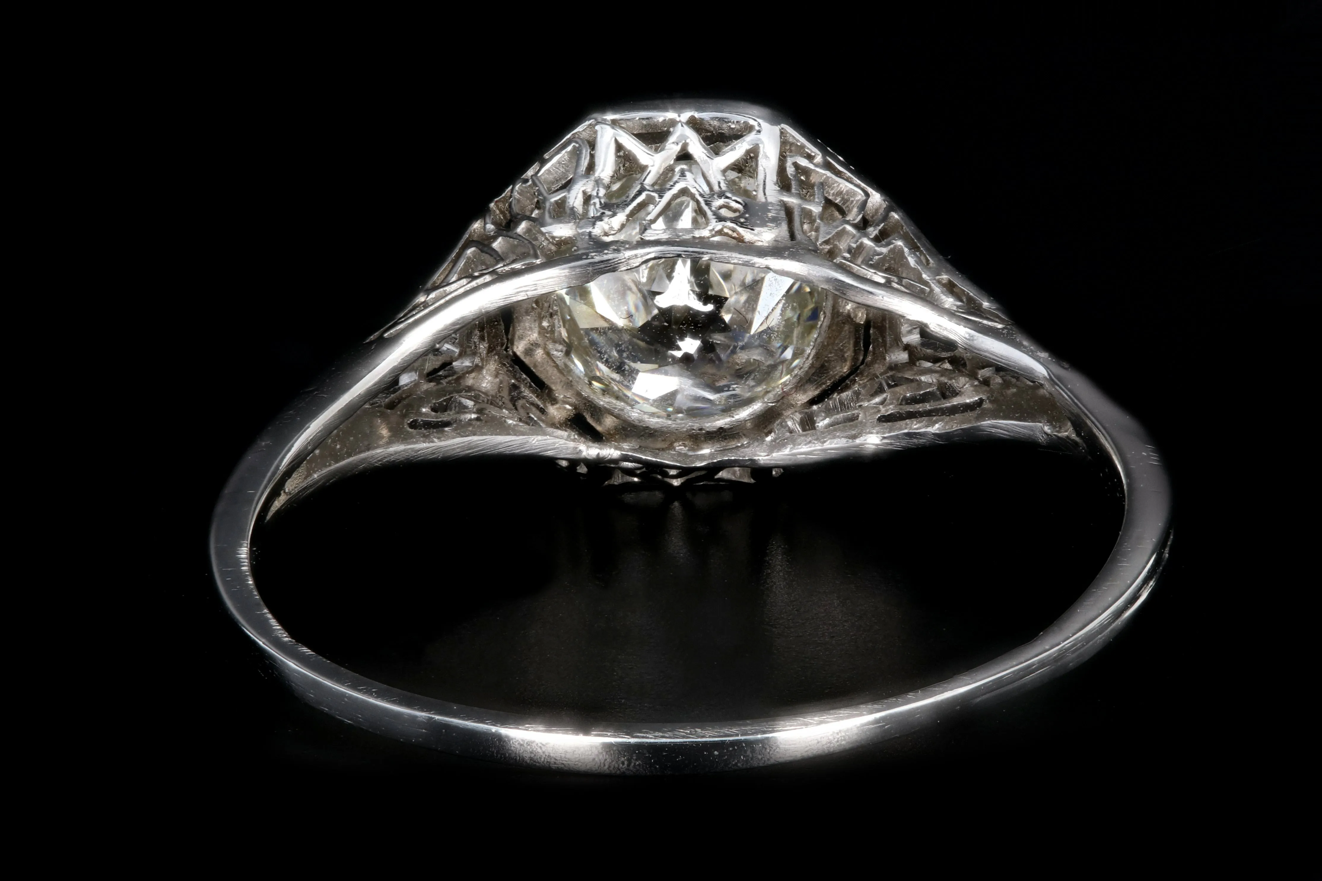 Art Deco Platinum .85 Carat Old European Cut Diamond Engagement Ring
