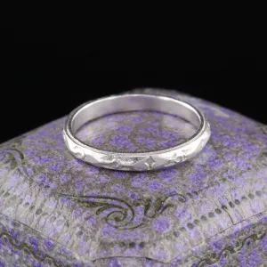 Art Deco Platinum Engraved Wedding Band - Size 5