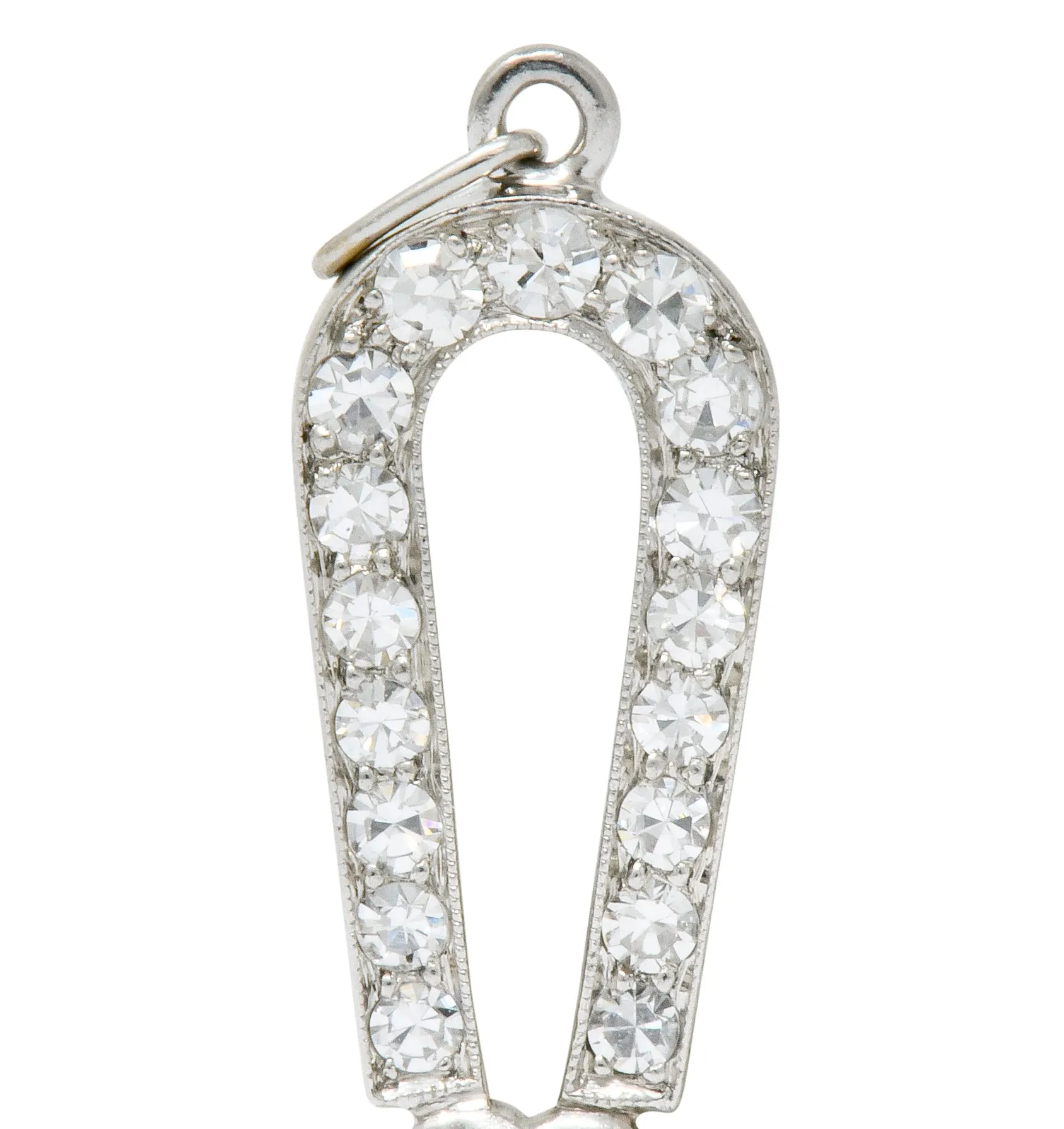 Art Deco Ruby Diamond Platinum Love Magnet Heart Charm
