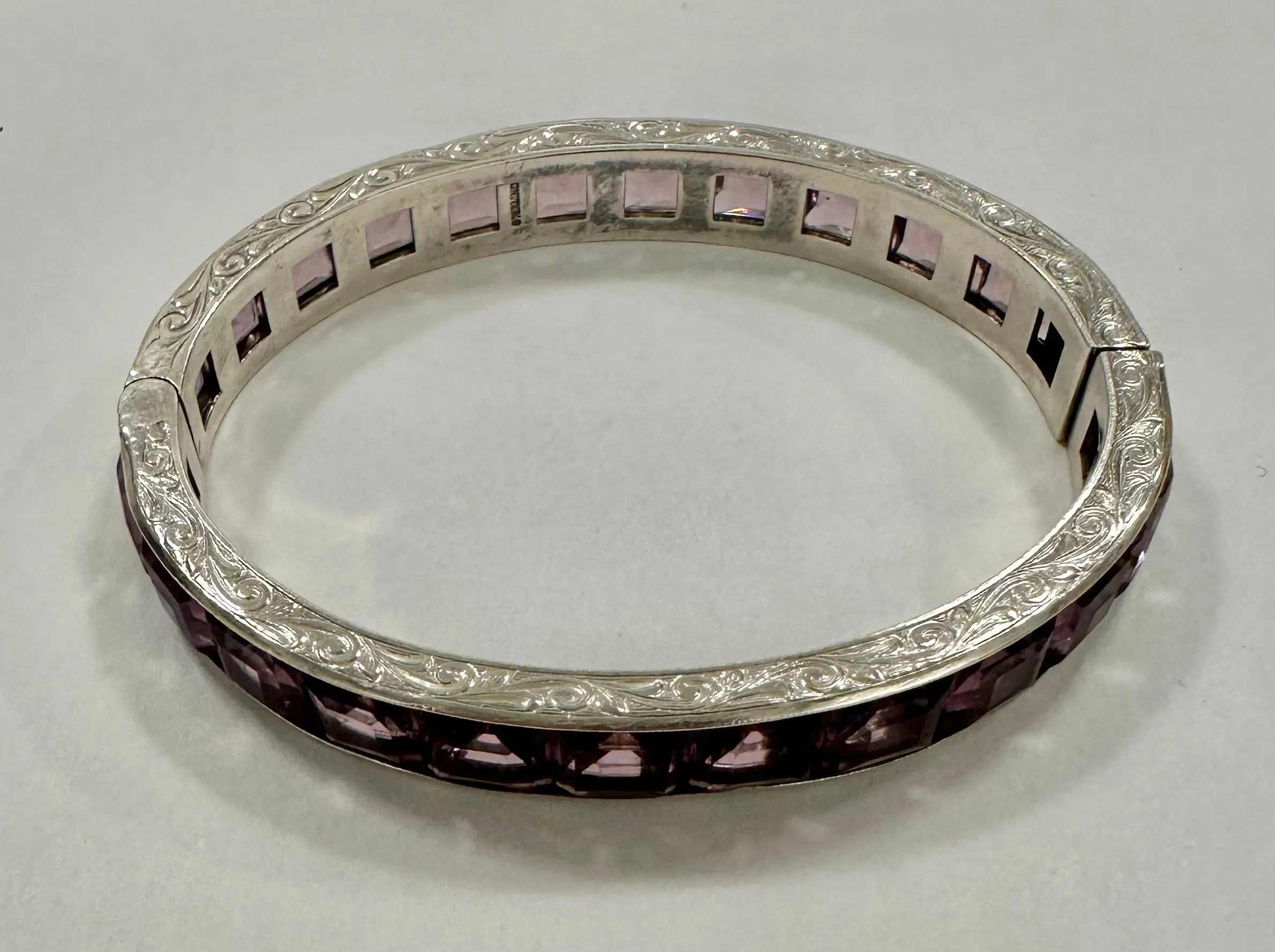 Art Deco Sterling and Paste Bangle