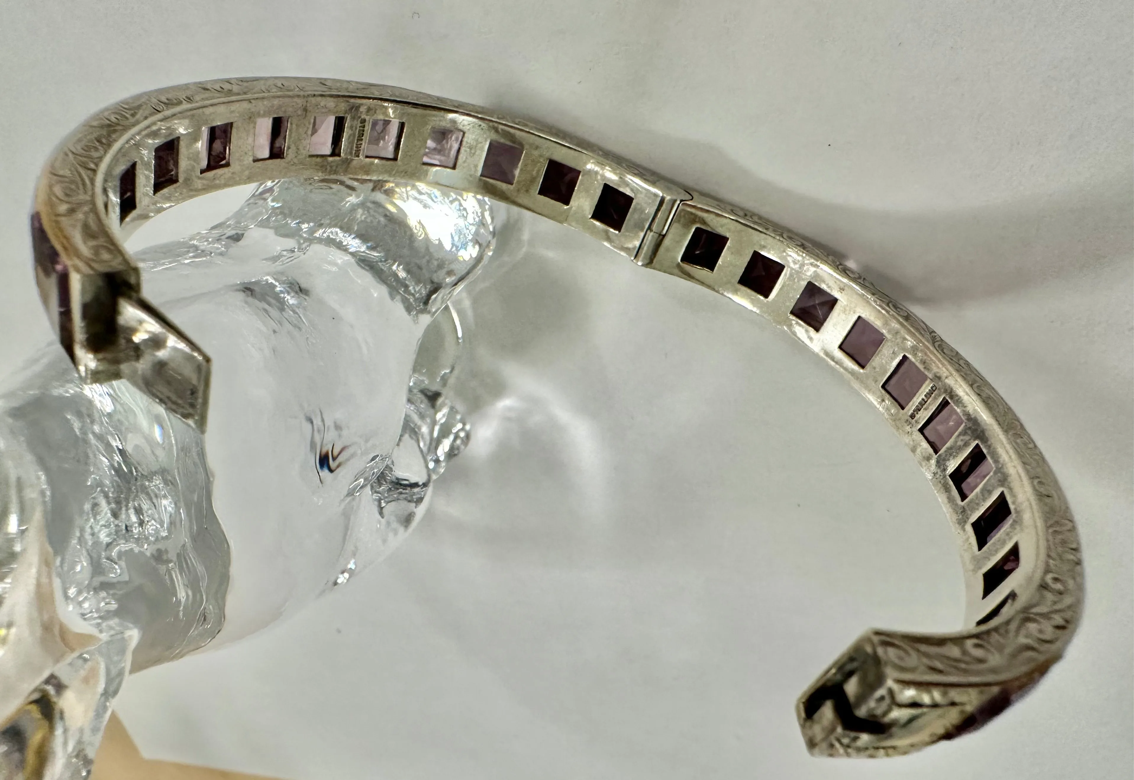 Art Deco Sterling and Paste Bangle