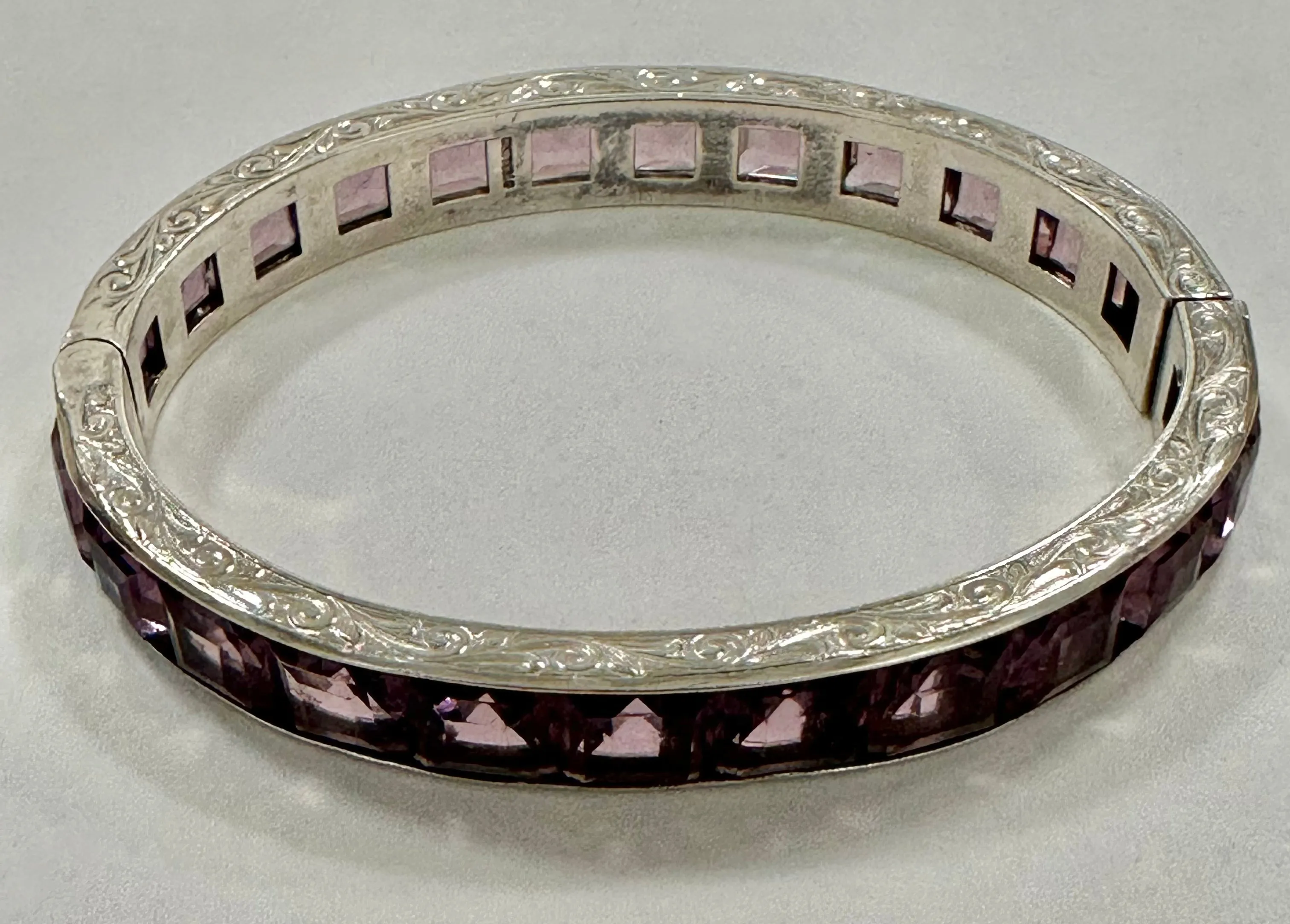 Art Deco Sterling and Paste Bangle