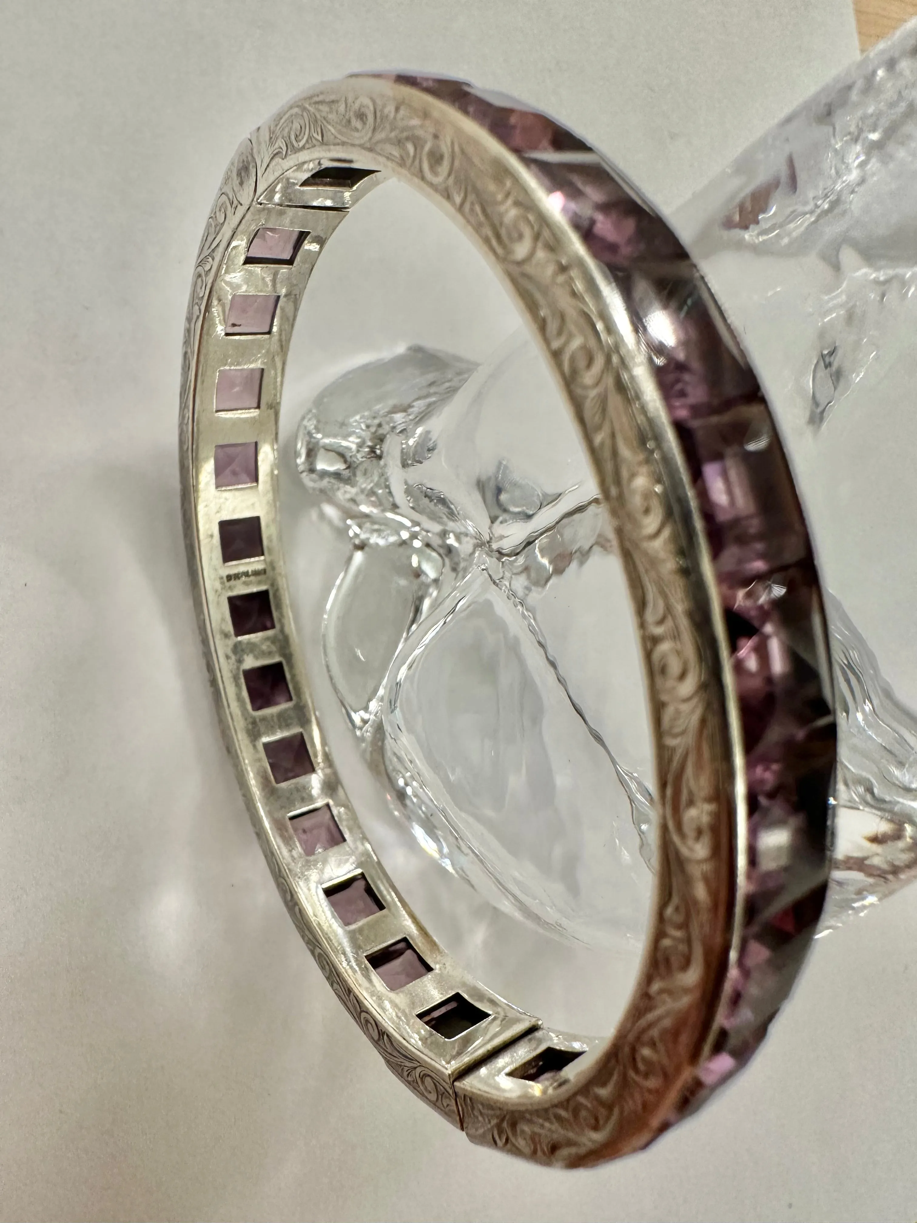 Art Deco Sterling and Paste Bangle