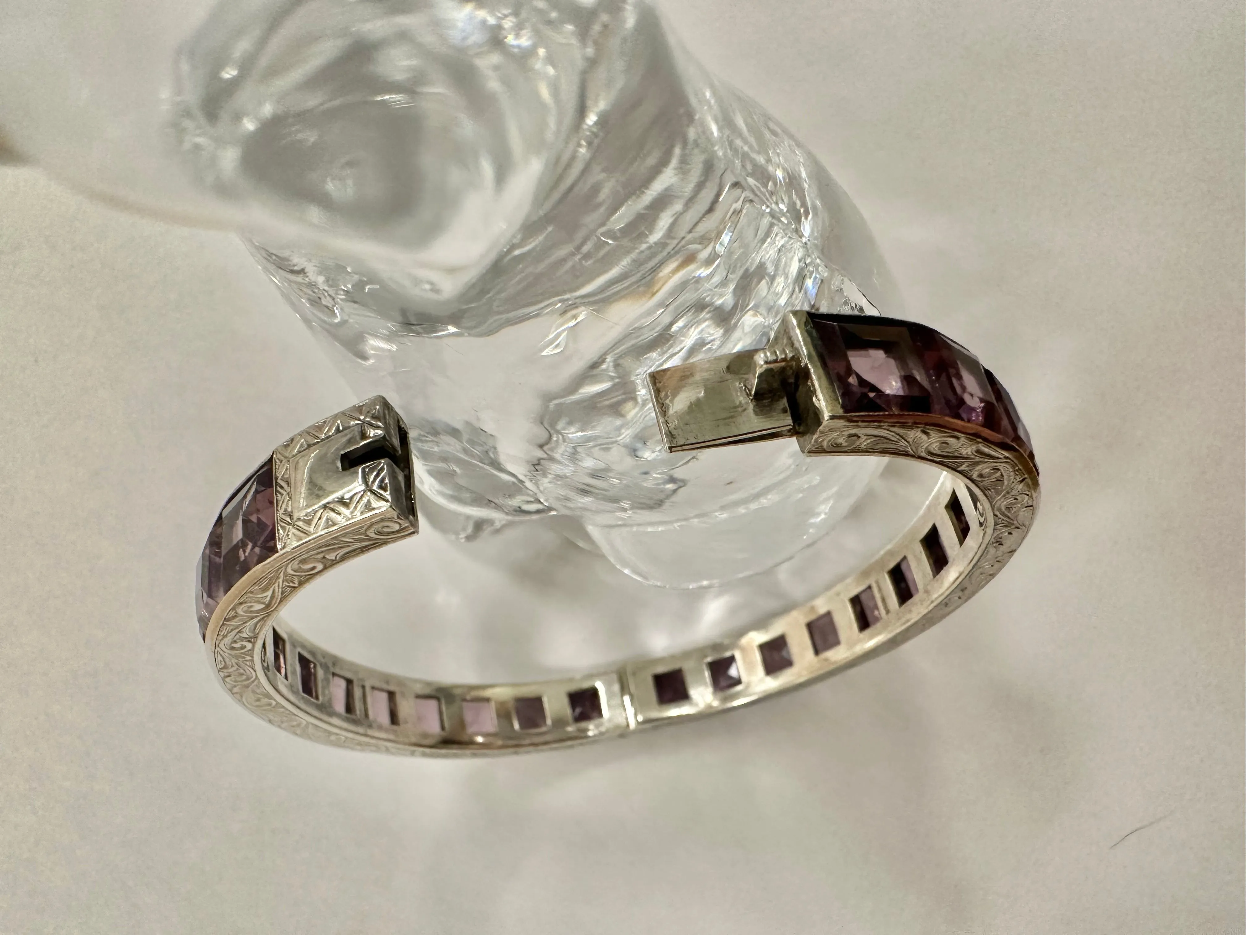 Art Deco Sterling and Paste Bangle