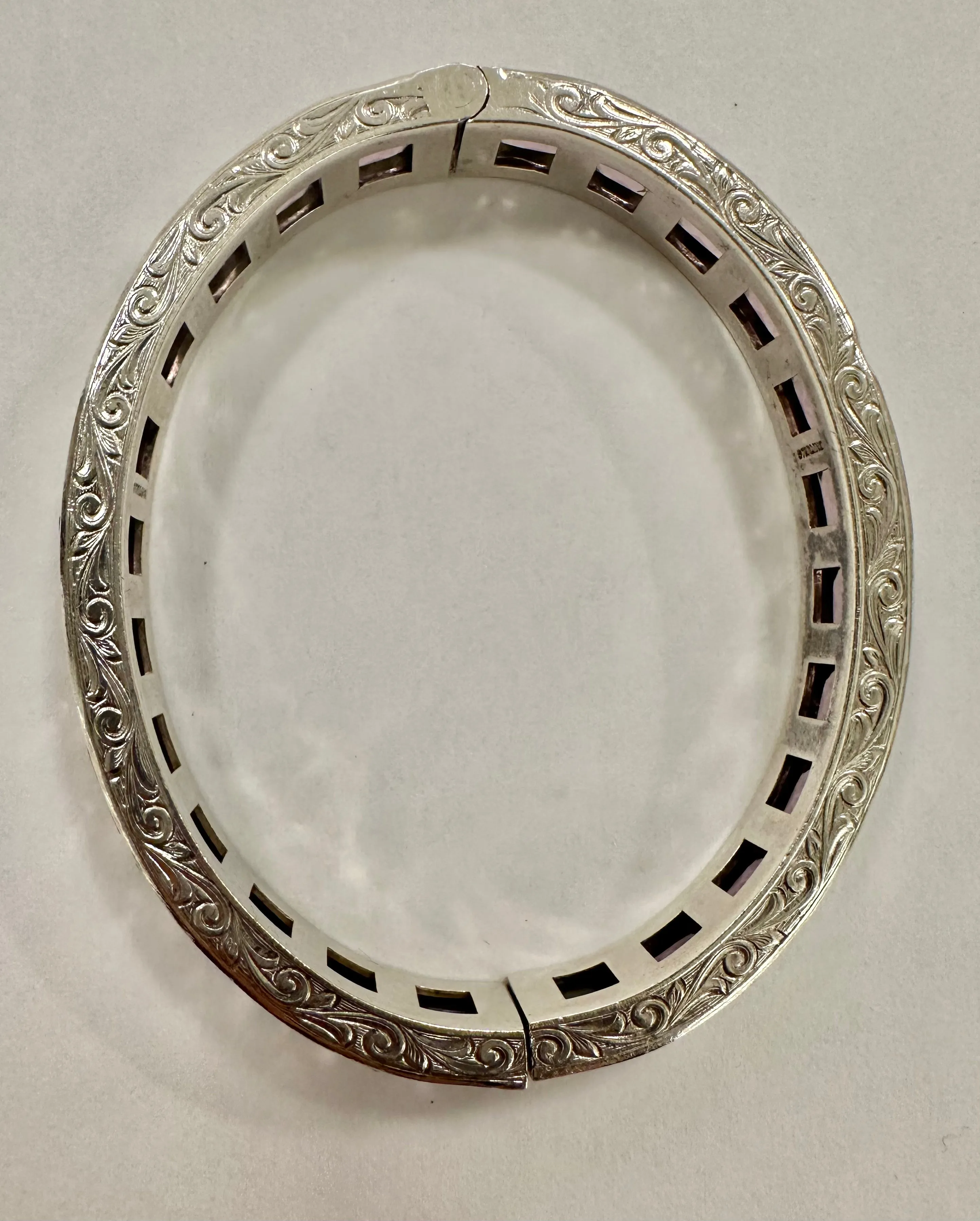 Art Deco Sterling and Paste Bangle