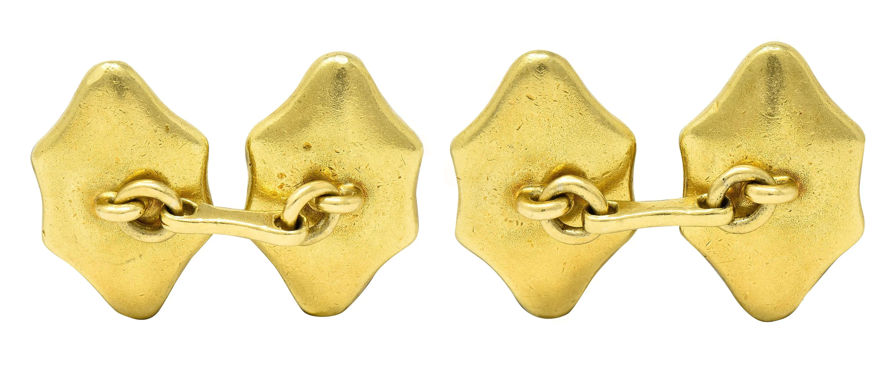 Art Nouveau Diopside 18 Karat Green Gold Foliate Men's Cufflinks