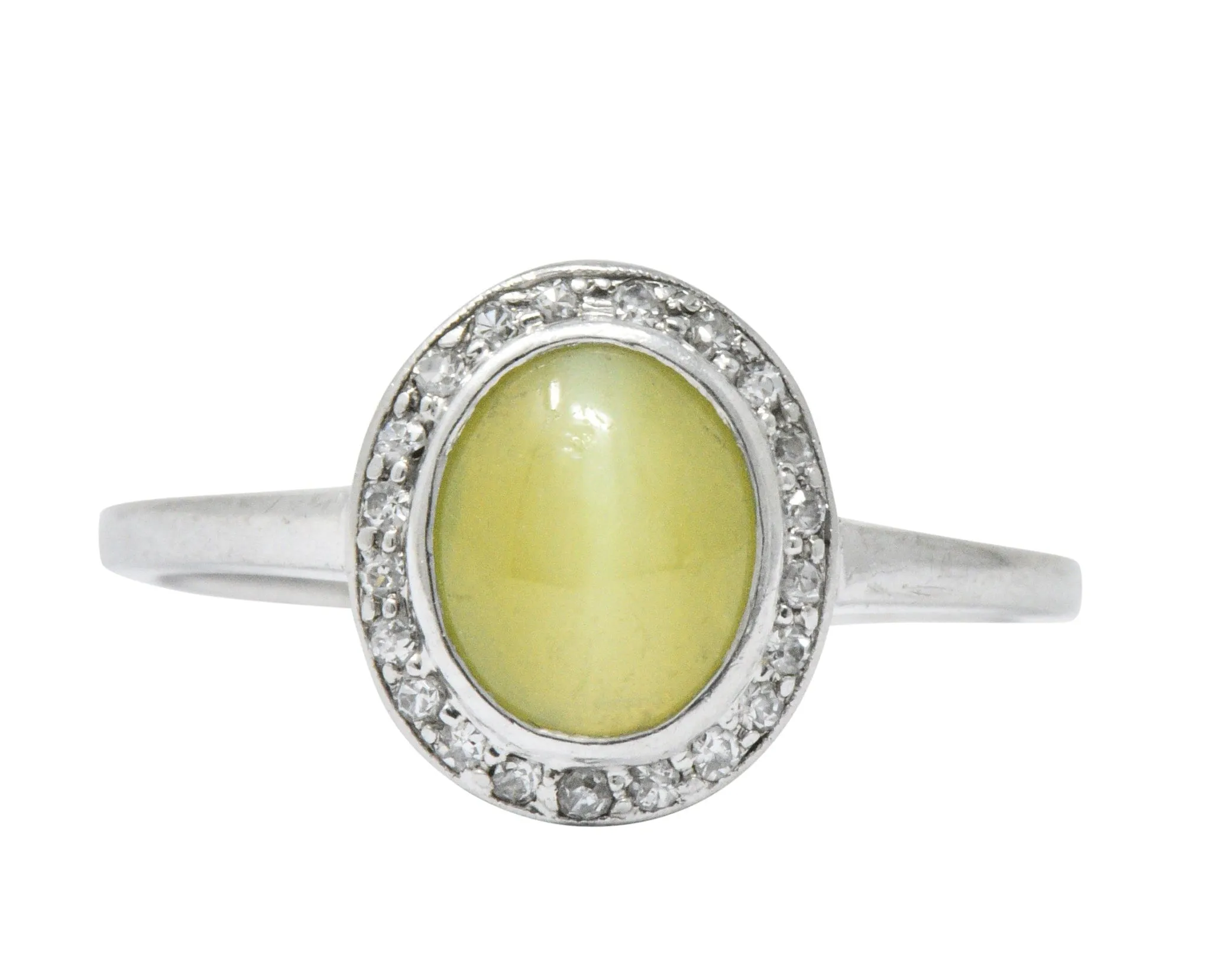 Bailey Banks & Biddle 2.30 CTW Cat’s Eye Chrysoberyl Diamond Platinum Halo Ring
