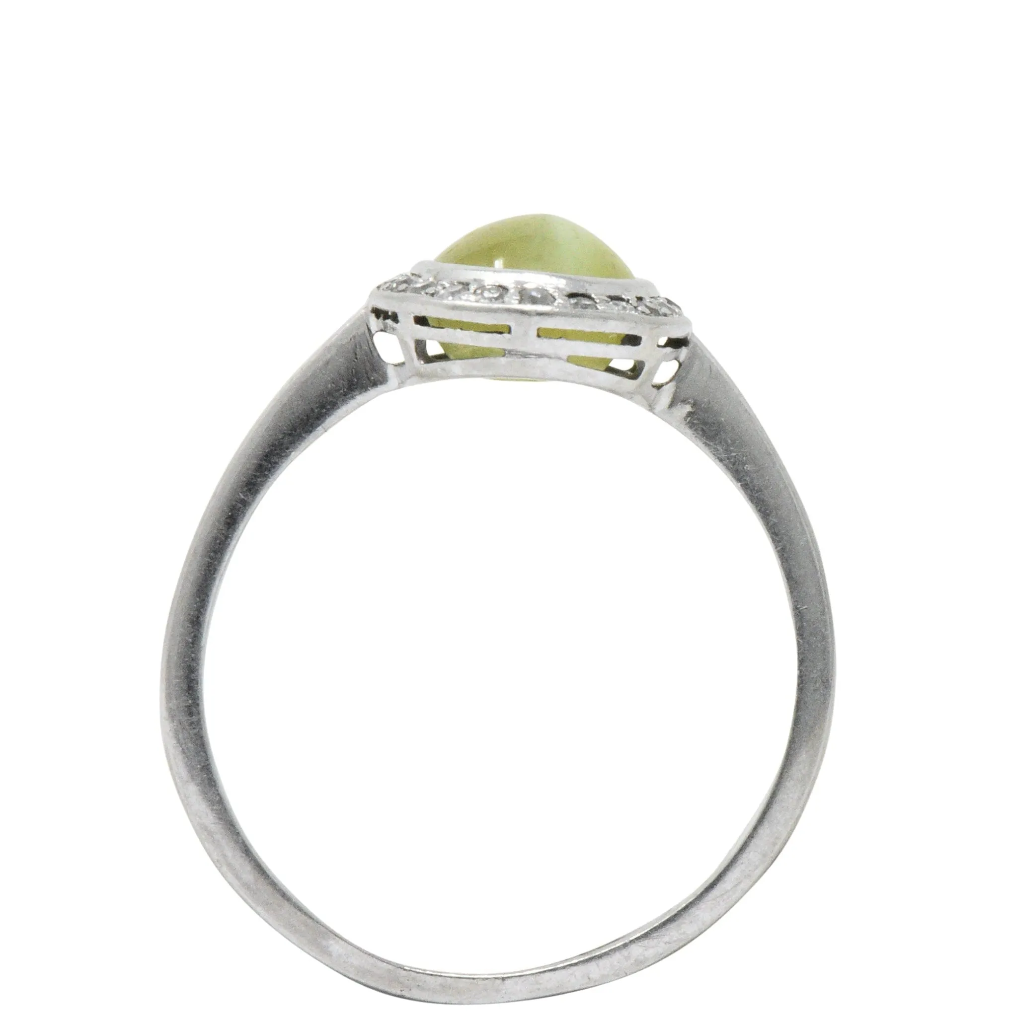 Bailey Banks & Biddle 2.30 CTW Cat’s Eye Chrysoberyl Diamond Platinum Halo Ring