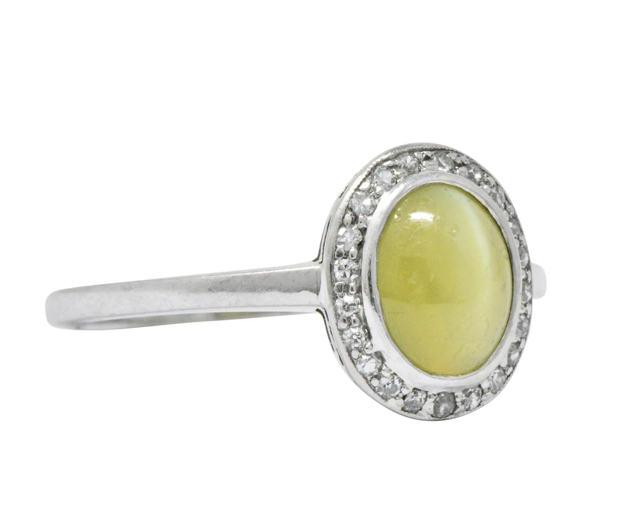 Bailey Banks & Biddle 2.30 CTW Cat’s Eye Chrysoberyl Diamond Platinum Halo Ring