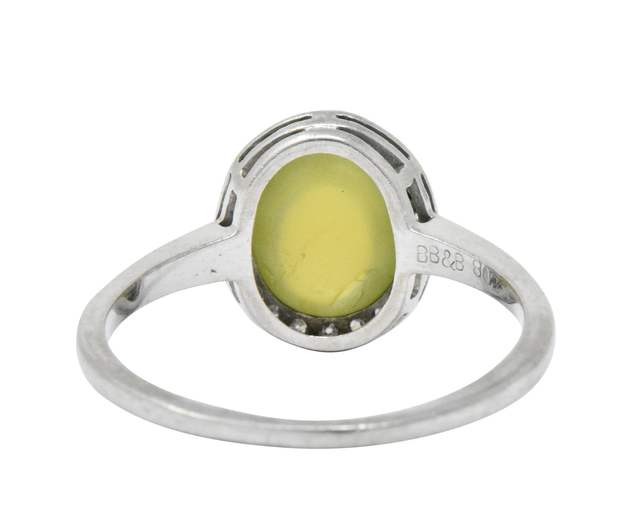 Bailey Banks & Biddle 2.30 CTW Cat’s Eye Chrysoberyl Diamond Platinum Halo Ring