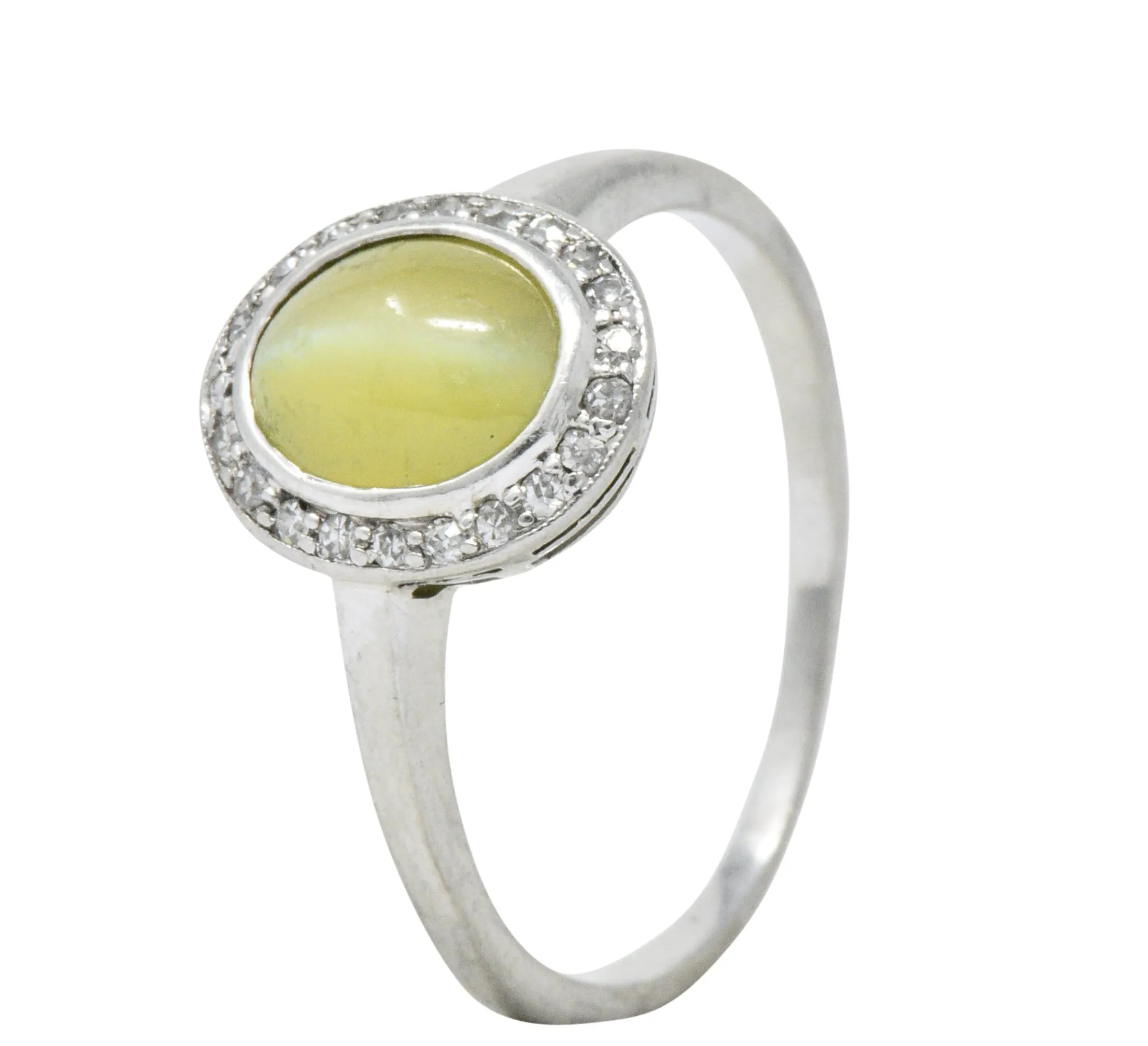 Bailey Banks & Biddle 2.30 CTW Cat’s Eye Chrysoberyl Diamond Platinum Halo Ring