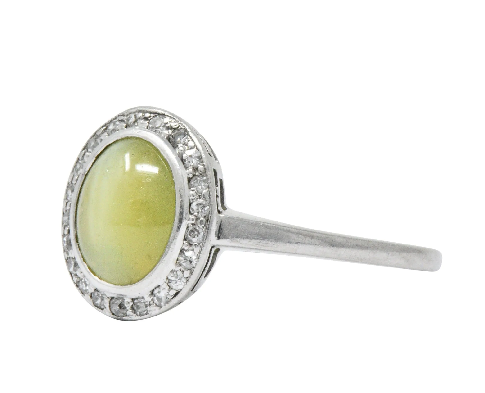 Bailey Banks & Biddle 2.30 CTW Cat’s Eye Chrysoberyl Diamond Platinum Halo Ring