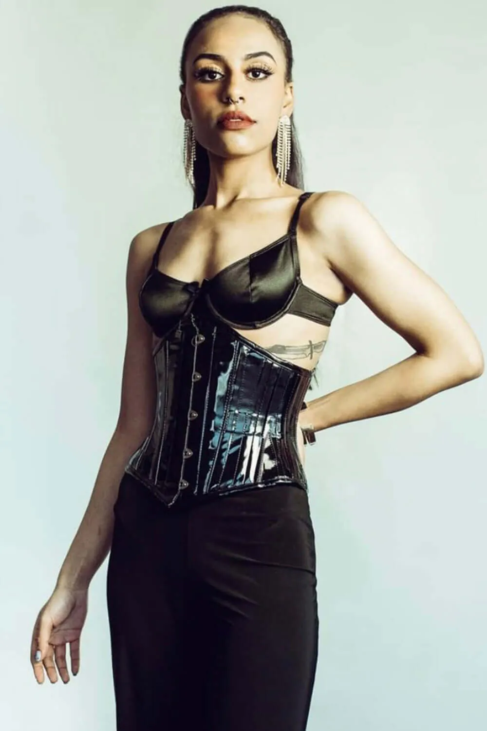 Black PVC Waist Training Waspie Underbust