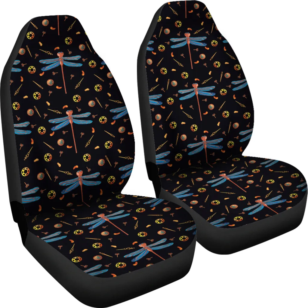 Black With Steampunk Dragonfly Pattern Car Seat Covers Seat Protectors