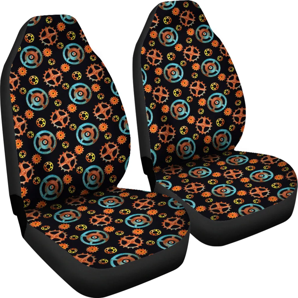 Black With Steampunk Pattern Car Seat Covers