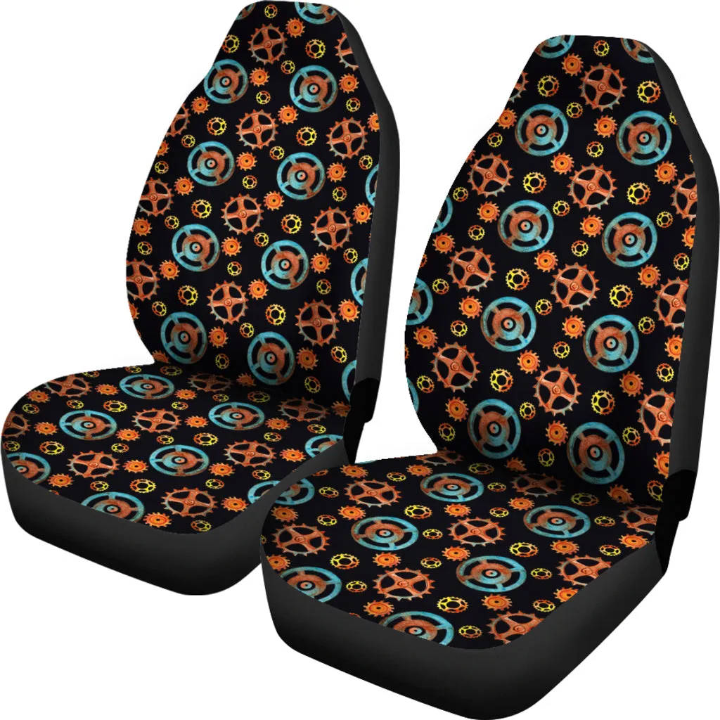 Black With Steampunk Pattern Car Seat Covers
