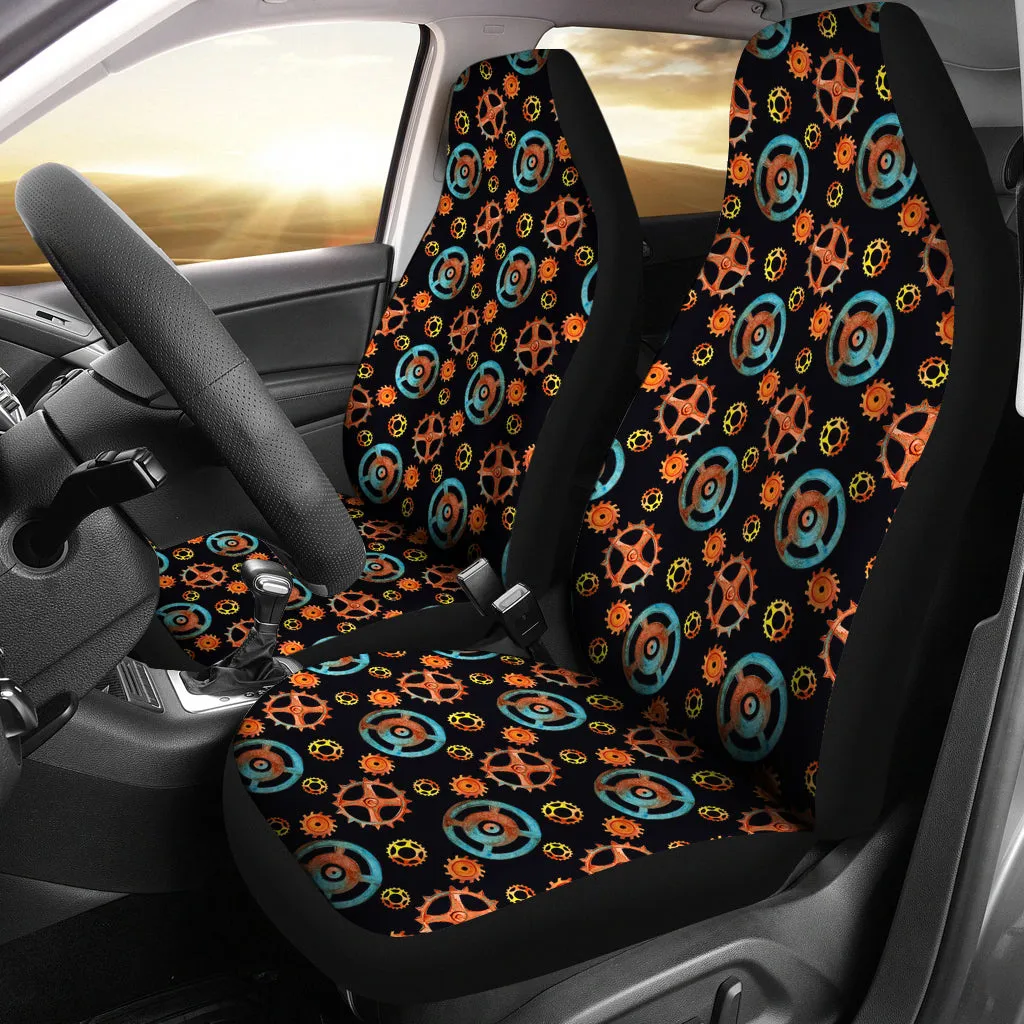 Black With Steampunk Pattern Car Seat Covers