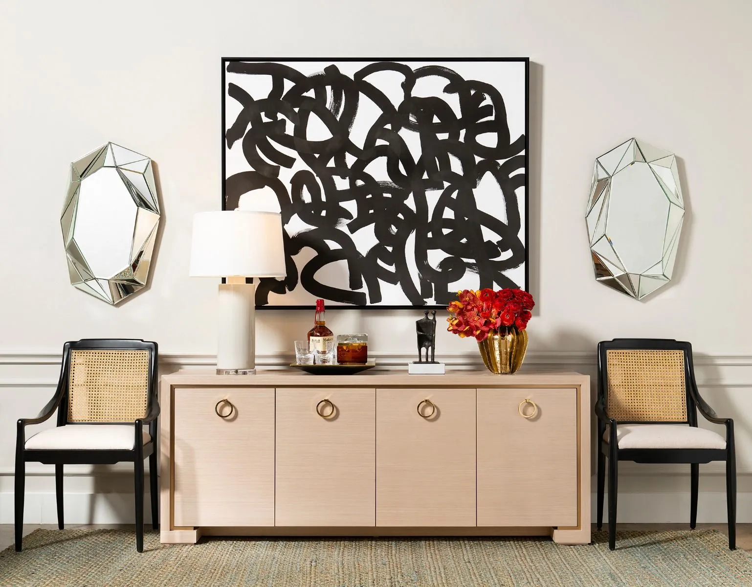 Blake 4-Door Cabinet / Blanched Oak