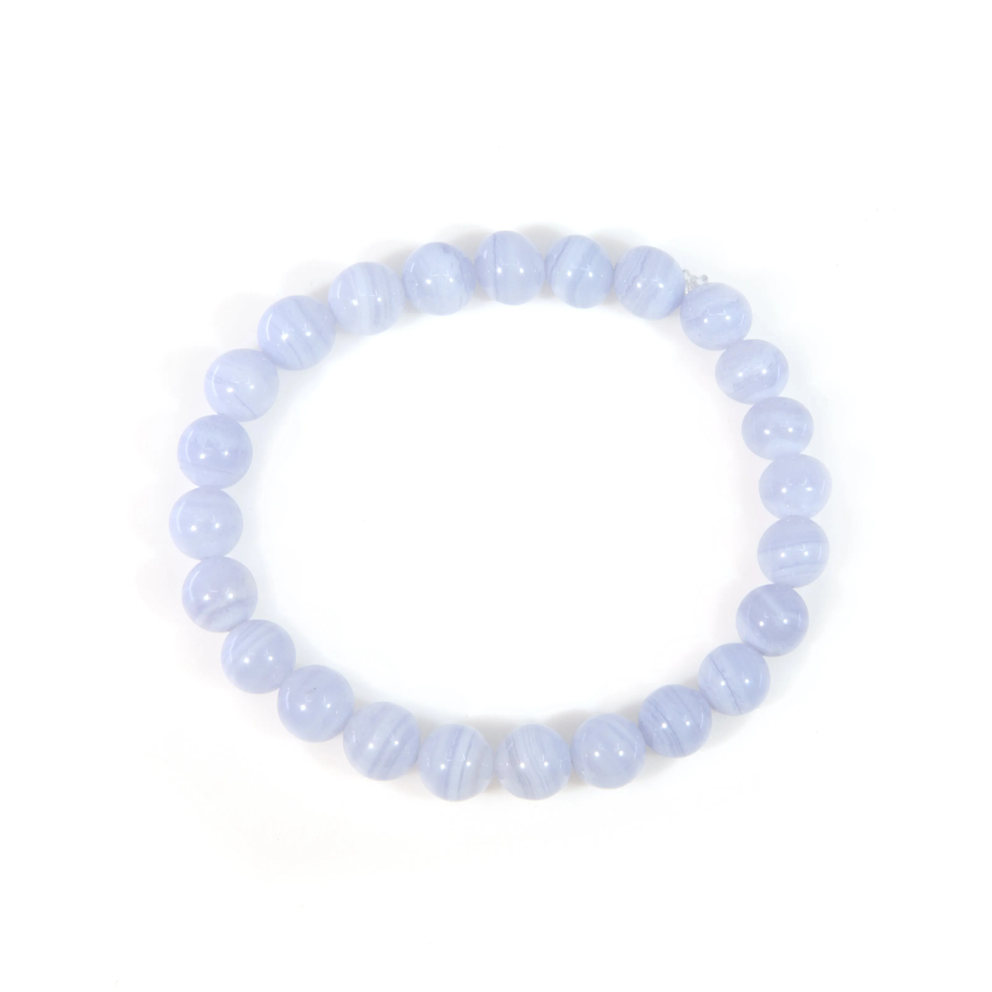 Blue Lace Agate 8mm Beaded Bracelet