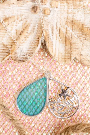 Blue Sea Glass 'Sun Sand Sea' Starfish Necklace