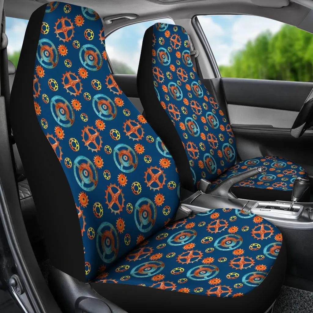 Blue With Steampunk Pattern Car Seat Covers