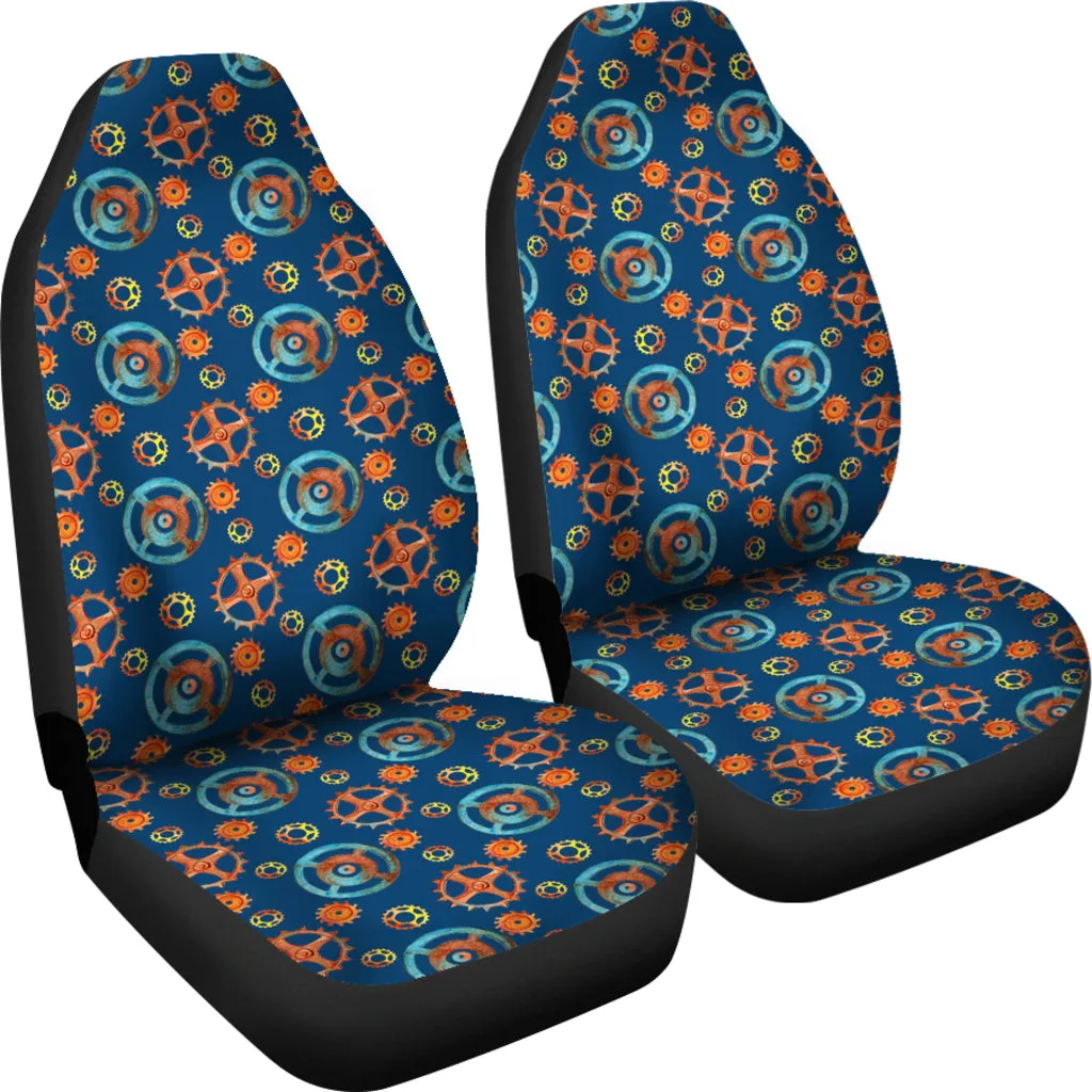 Blue With Steampunk Pattern Car Seat Covers