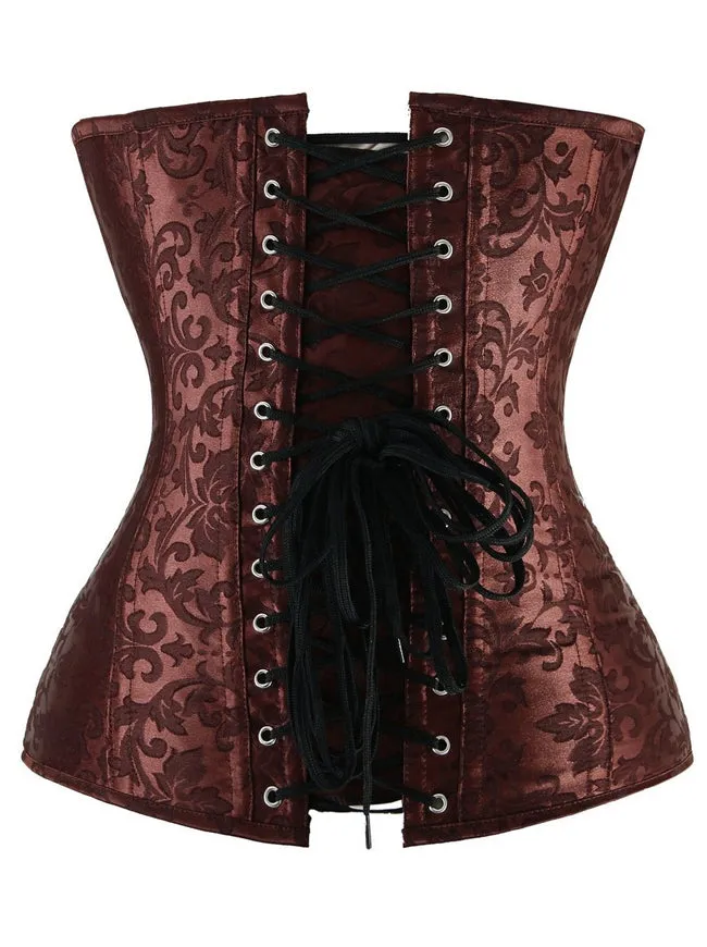 Brocade Steampunk Embroidery Zipper Steel Boned Overbust Corset