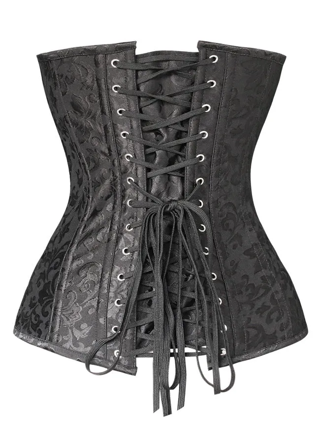 Brocade Steampunk Embroidery Zipper Steel Boned Overbust Corset