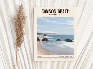 Cannon Beach Vintage Wall Art, Oregon, USA