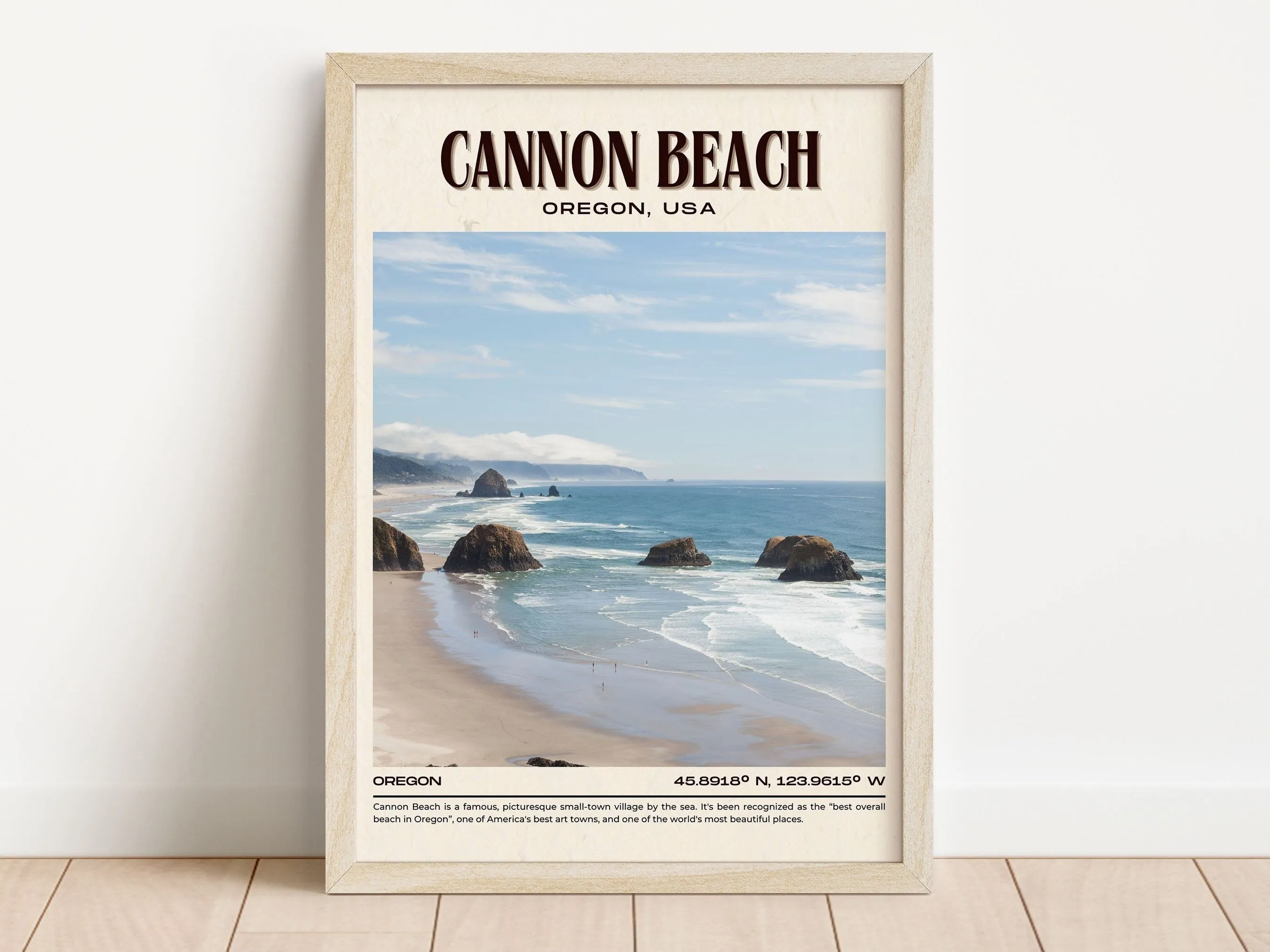 Cannon Beach Vintage Wall Art, Oregon, USA