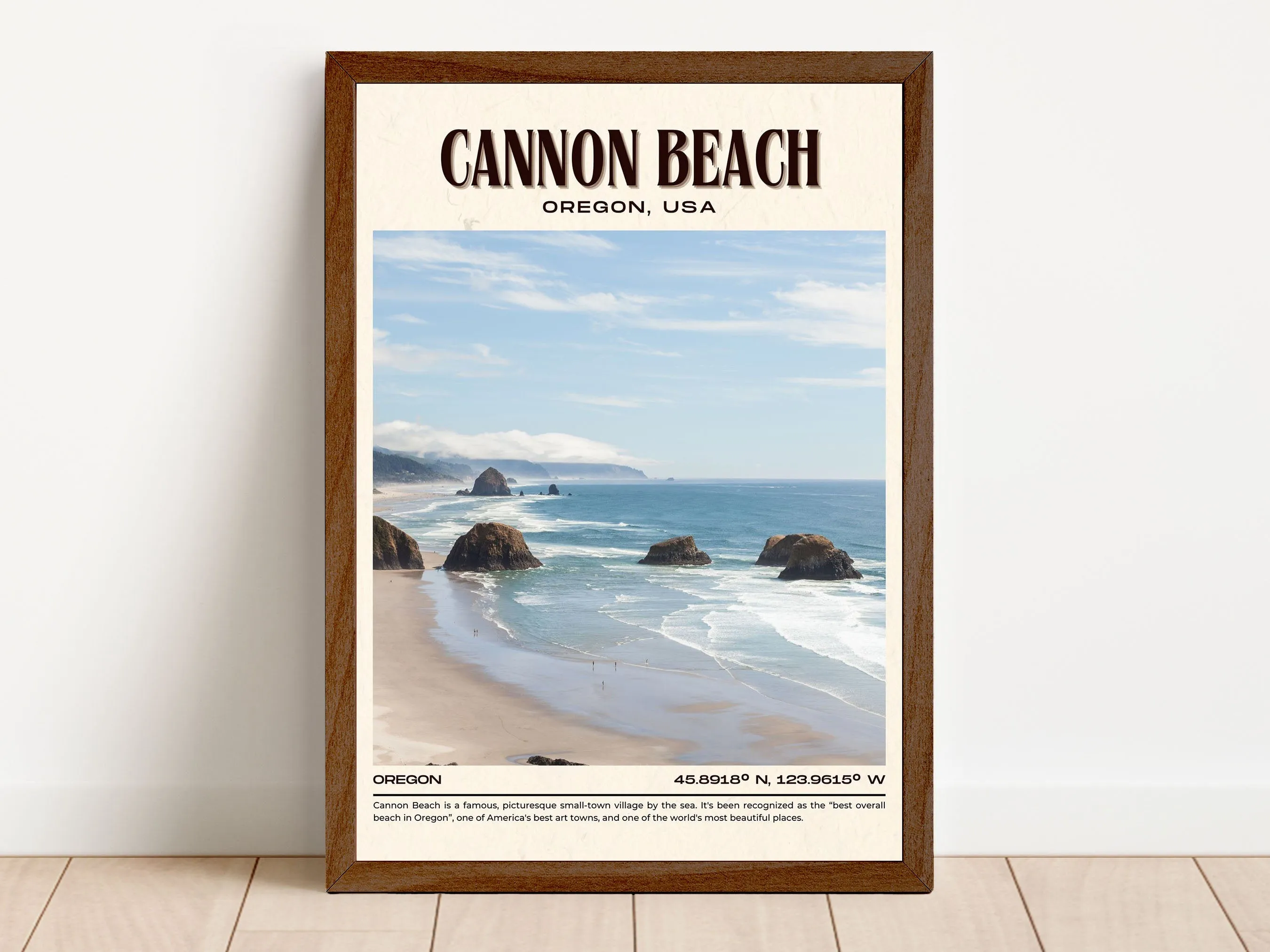 Cannon Beach Vintage Wall Art, Oregon, USA
