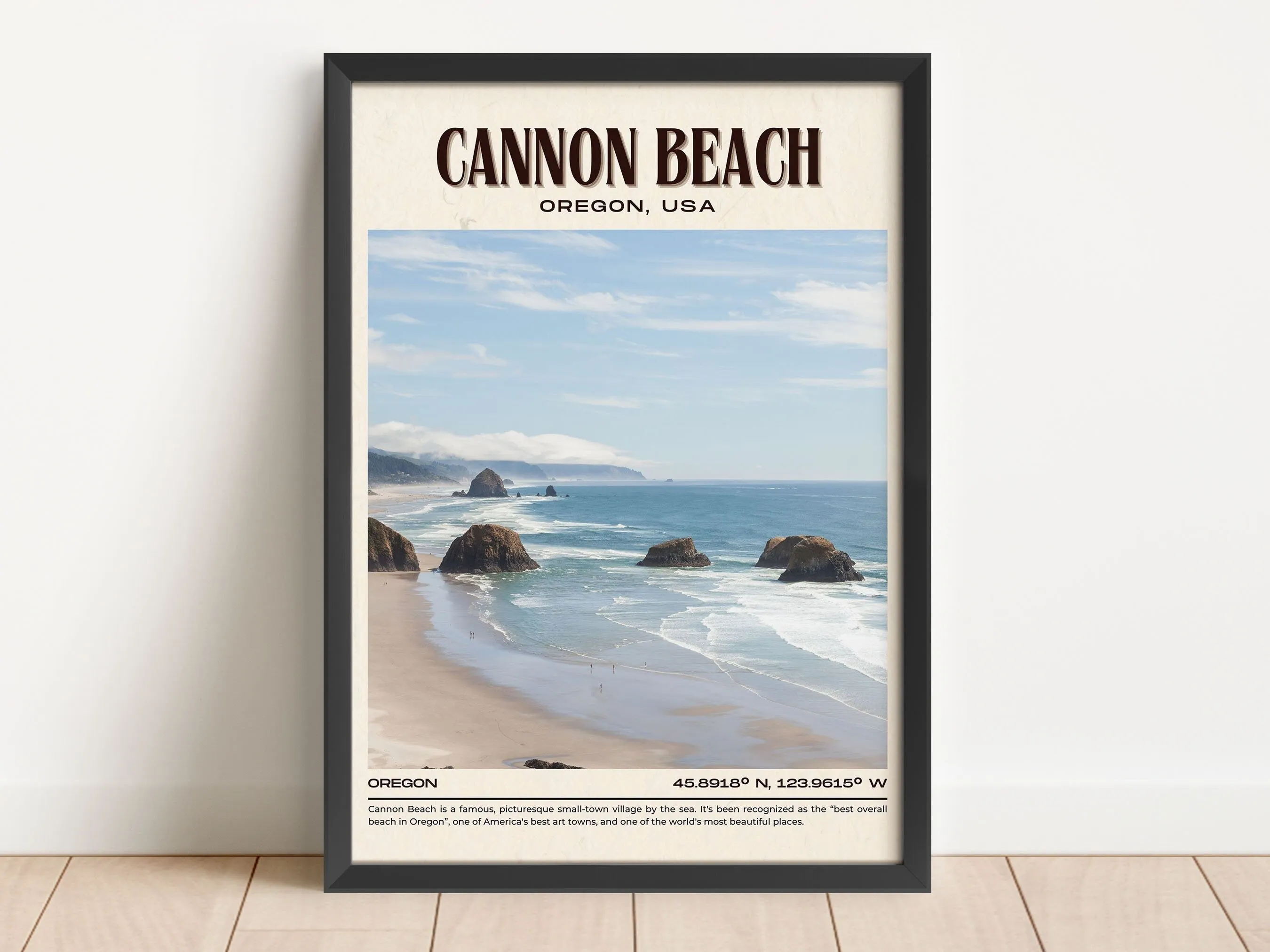 Cannon Beach Vintage Wall Art, Oregon, USA