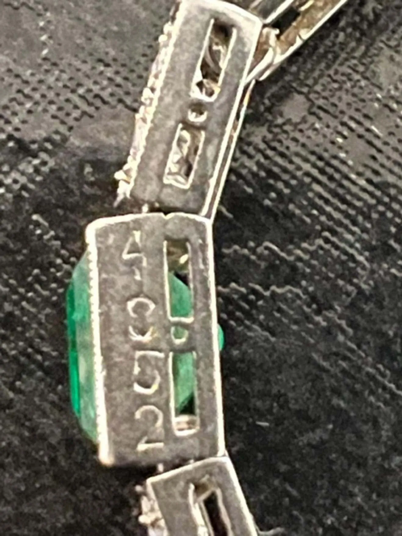 Cartier Art Deco Emerald Diamond Platinum Bracelet