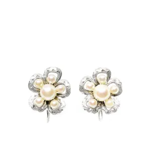 Cherry Blossom Akoya Saltwater Cultured Pearl Screwback Earrings- Sterling Silver