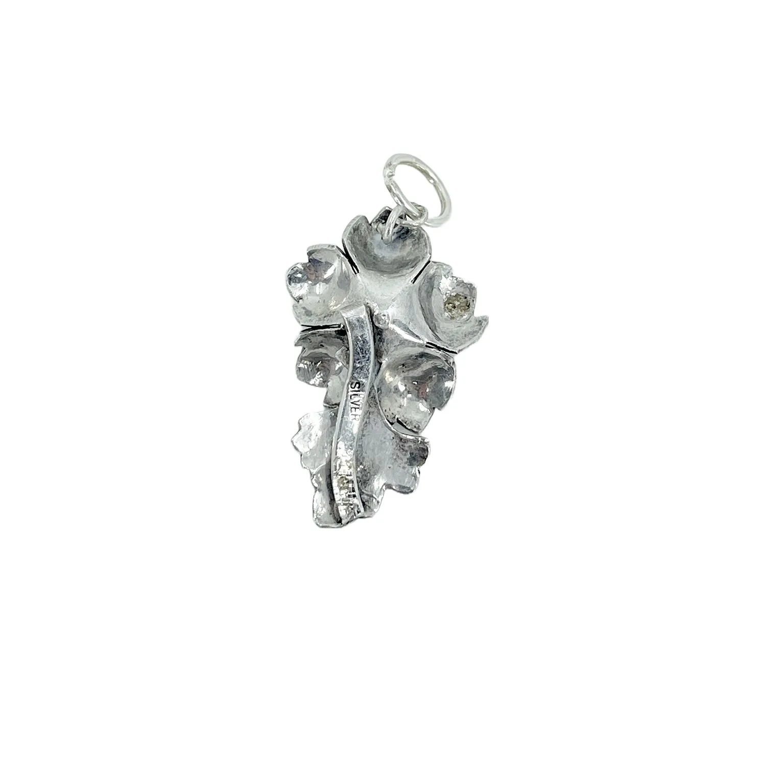 Cherry Blossom Flower Japanese Saltwater Cultured Akoya Vintage Pendant Charm- Sterling Silver
