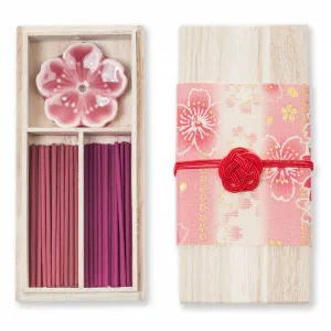 Cherry Blossom Organic Japanese Incense Stick Gift Set with Holder