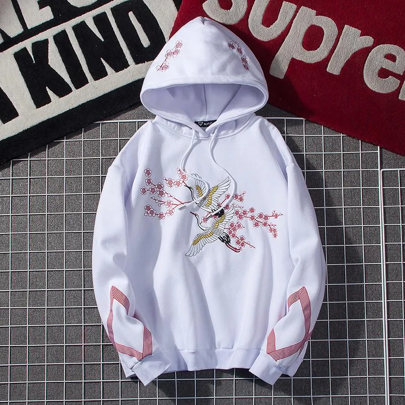 Cherry Blossom Stork Loose Hoodie Sweater SD00289