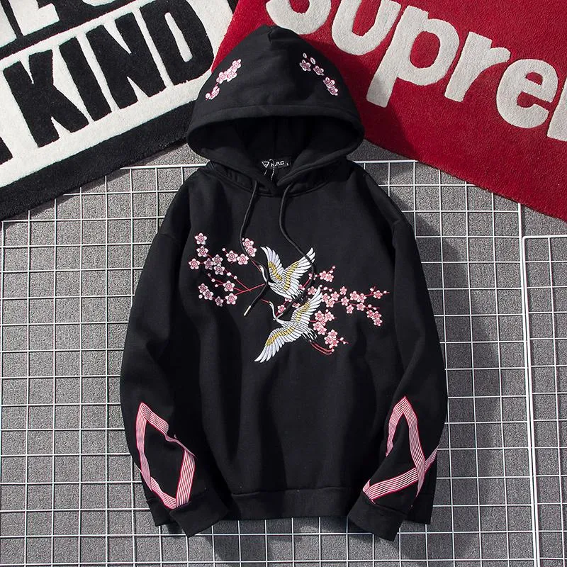 Cherry Blossom Stork Loose Hoodie Sweater SD00289