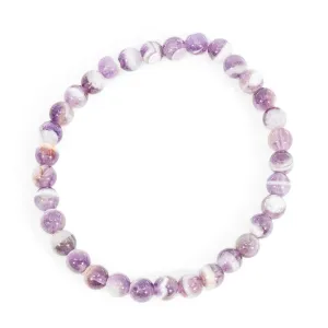 Chevron Amethyst 6mm Beaded Bracelet
