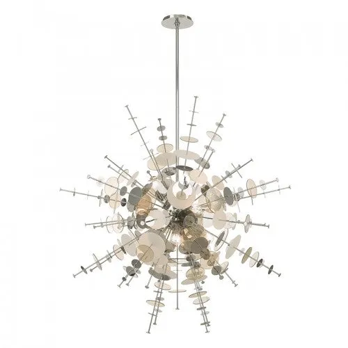 CIRCULO 12 LIGHT GRAND FOYER PENDANT CHANDELIER, POLISHED CHROME