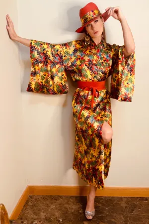 Classic Red & Yellow Floral Kimono