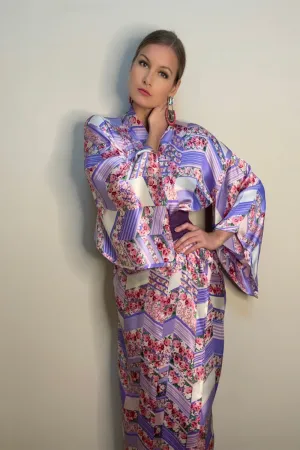 Classic White an Blue Silk Kimono
