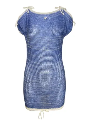 Courrèges Late 1970s Blue Space Dye Knit Dress